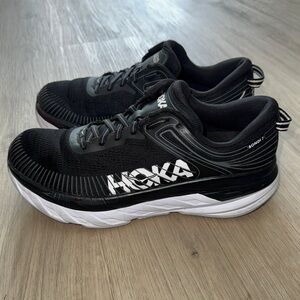 Hoka Bondi 7 Black and White Sneakers